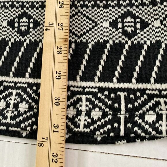 xhilaration Womens Aztec Print Knit with Ruffle Trim XS Black and White Coquette - Picture 7 of 10